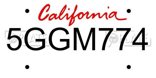 5GGM774 California License Plate