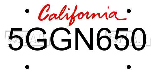 5GGN650 California License Plate