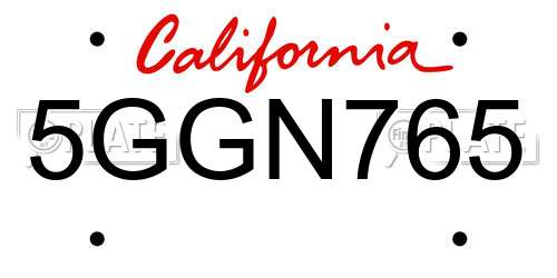 5GGN765 California License Plate