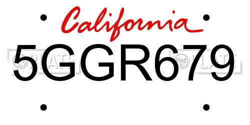 5GGR679 California License Plate