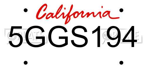 5GGS194 California License Plate