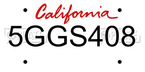 5GGS408 California License Plate