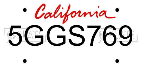 5GGS769 California License Plate