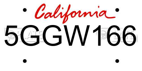 5GGW166 California License Plate