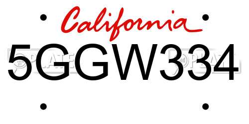 5GGW334 California License Plate