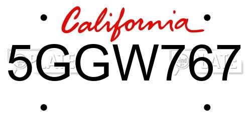 5GGW767 California License Plate