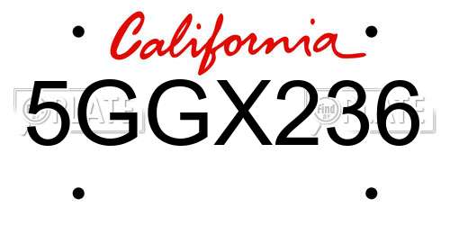 5GGX236 California License Plate