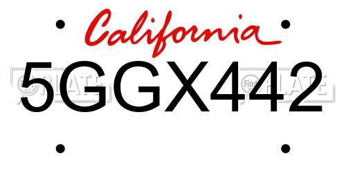 5GGX442 California License Plate