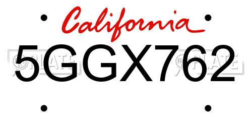 5GGX762 California License Plate