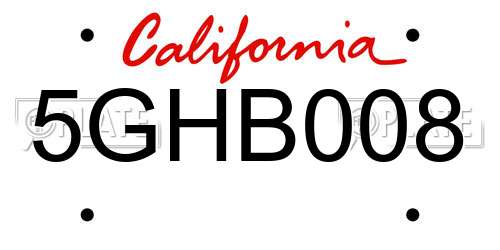 5GHB008 California License Plate