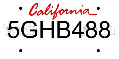 5GHB488 California License Plate