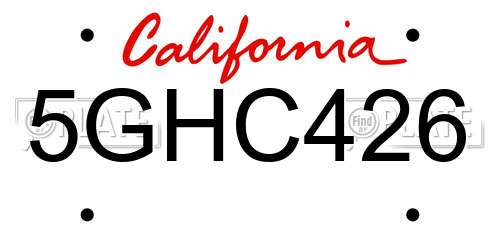 5GHC426 California License Plate