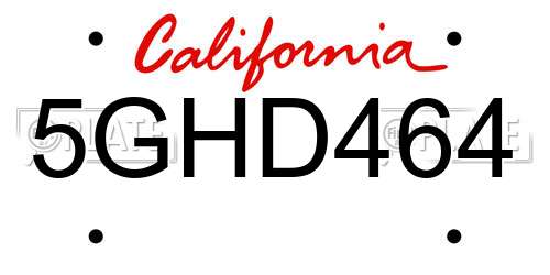 5GHD464 California License Plate