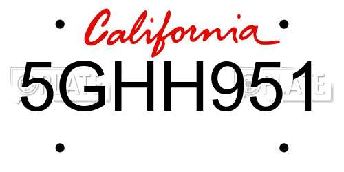5GHH951 California License Plate