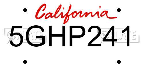 5GHP241 California License Plate