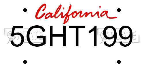 5GHT199 California License Plate