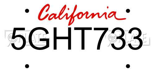 5GHT733 California License Plate