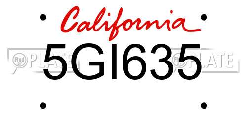 5GI635 California License Plate