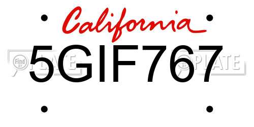 5GIF767 California License Plate
