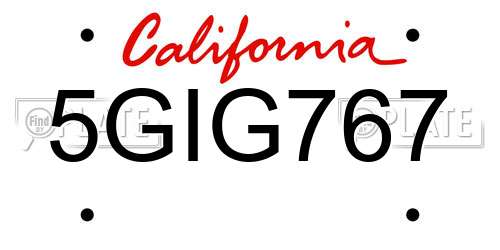 5GIG767 California License Plate