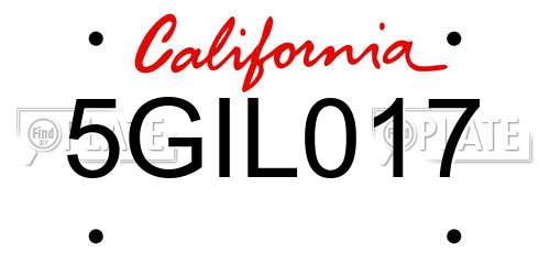 5GIL017 California License Plate