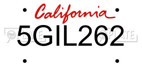 5GIL262 California License Plate