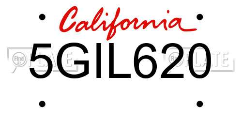 5GIL620 California License Plate