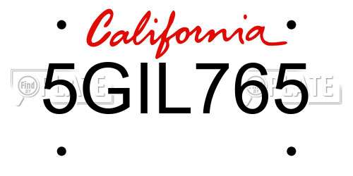 5GIL765 California License Plate