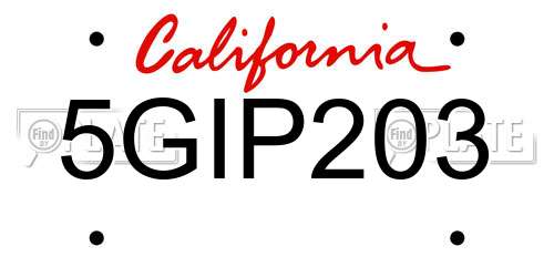 5GIP203 California License Plate