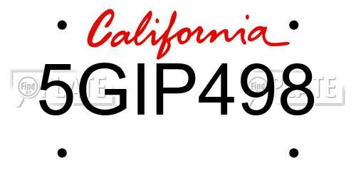 5GIP498 California License Plate