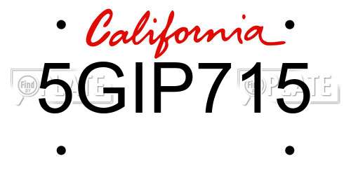 5GIP715 California License Plate