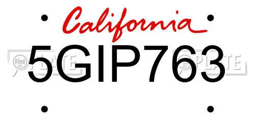 5GIP763 California License Plate