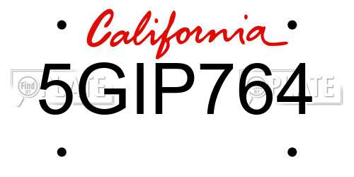 5GIP764 California License Plate