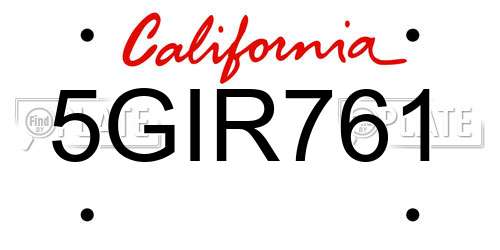 5GIR761 California License Plate