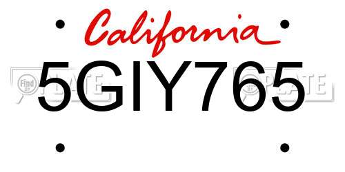 5GIY765 California License Plate