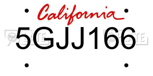 5GJJ166 California License Plate