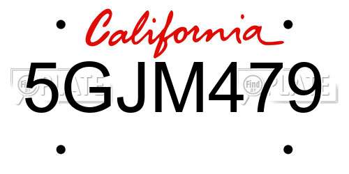 5GJM479 California License Plate