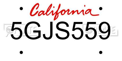 5GJS559 California License Plate