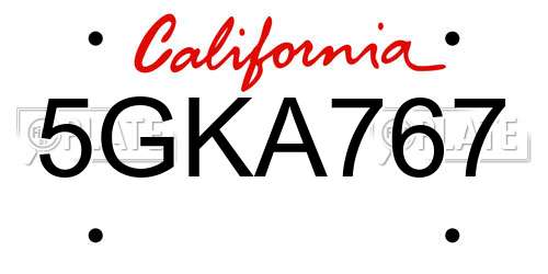 5GKA767 California License Plate