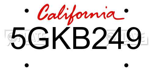 5GKB249 California License Plate