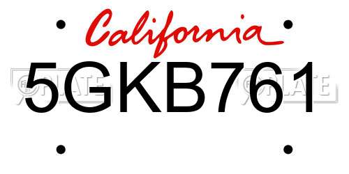 5GKB761 California License Plate