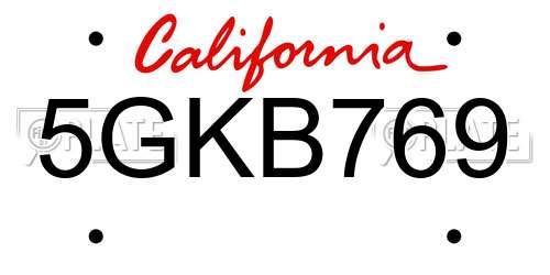 5GKB769 California License Plate