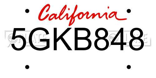 5GKB848 California License Plate
