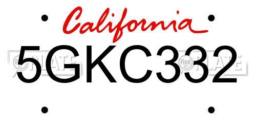 5GKC332 California License Plate
