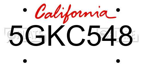5GKC548 California License Plate