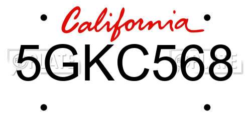 5GKC568 California License Plate