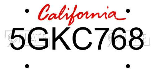 5GKC768 California License Plate
