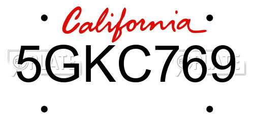5GKC769 California License Plate