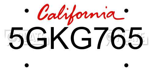 5GKG765 California License Plate