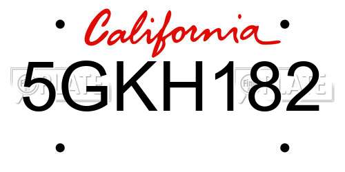 5GKH182 California License Plate
